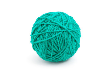 Ball of yarn on white background
