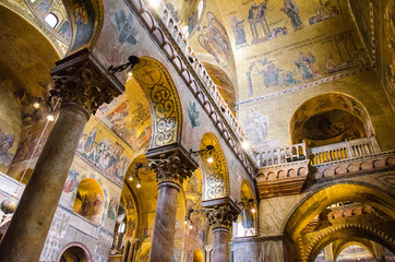Golden mosaic from St Mark's Basilica interior in Venice