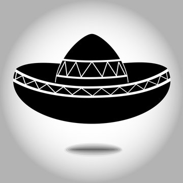 Mexican sombrero black white design icon vector eps 10