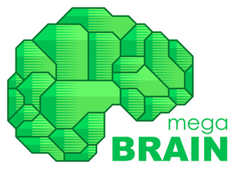 Brain Logo silhouette side view design vector template. Brainstorm think idea Logotype concept icon.