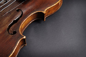 Violin music instrument of orchestra closeup