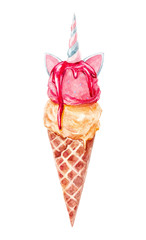 Watercolor nice ice cream