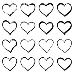 Grunge hand drawn heart shaped frame isolated on white background