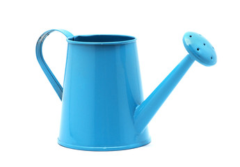 Blue watering can isolated on a white background.