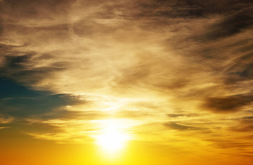 Vivid sky illuminated by the sunset