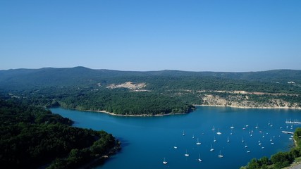 Fototapeta na wymiar France Provence Verdon Lac de Sainte Croix vue du ciel