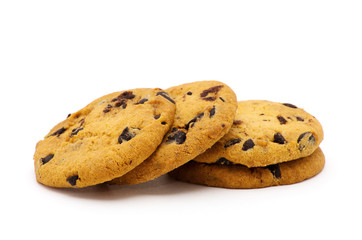 Chocolate chip cookie on white