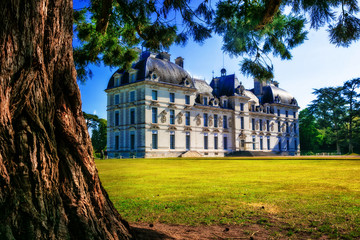 Castles of Loire valley - elegant Cheverny with beautiful park. France