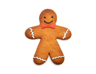 Gingerbread man isolated on white background