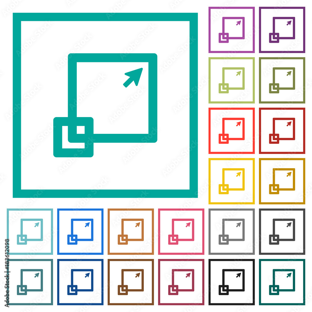 Poster maximize window flat color icons with quadrant frames