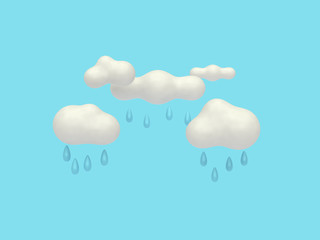 cloud raining cartoon style 3d rendering blue background