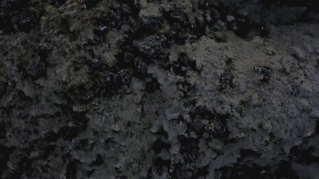 Flying over volcanic rock in Iceland 