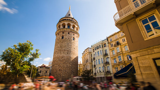 Famous tourist place Galata tower in Istanbul in Turkey