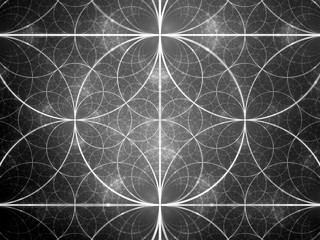 Symmetrical fractal circles black and white