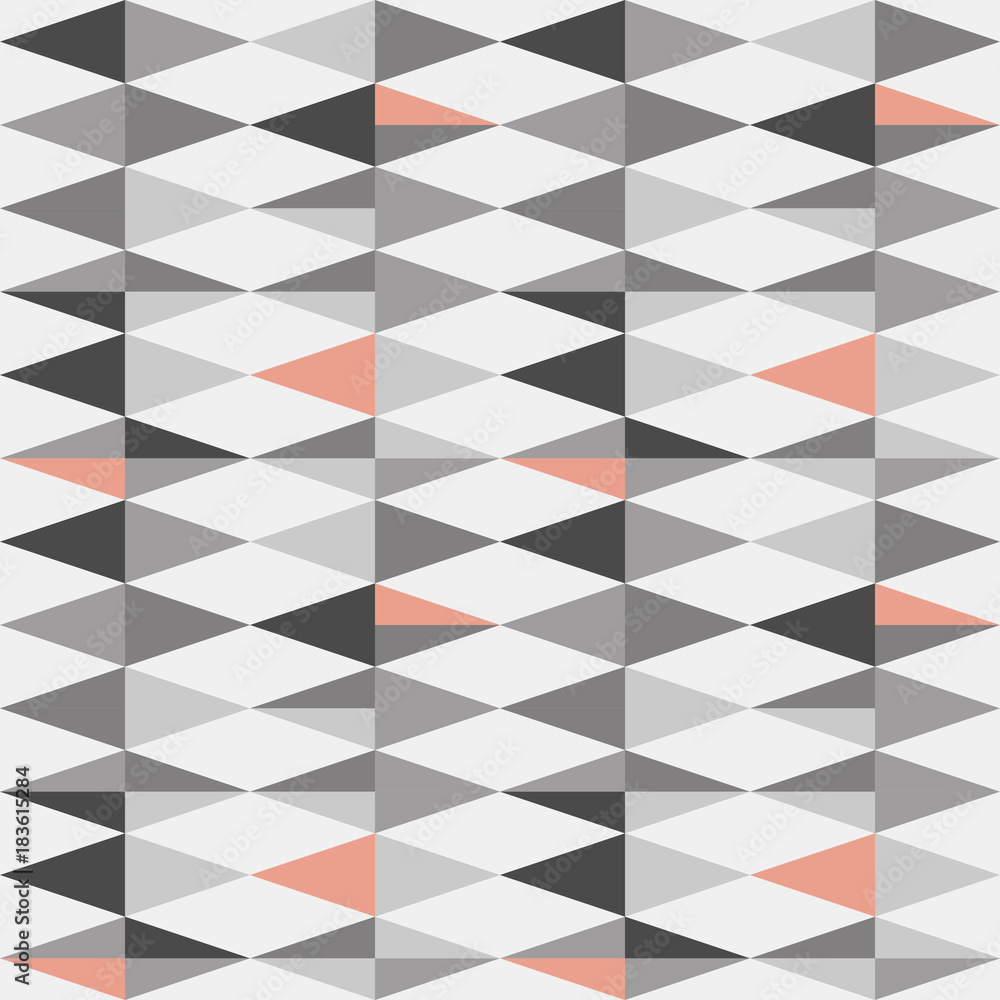 Poster Triangles seamless pattern. Modern vector abstract geometric background with triangles in retro colors. Scandinavian nordic design style.