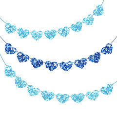 Cute festive vintage glitter hearts as bunting for your decoration