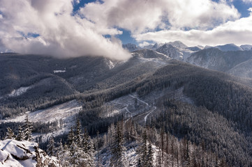 Fototapeta na wymiar A beautiful winter view from Nosal. Tatra Mountains.