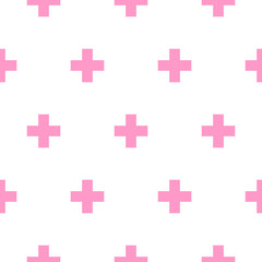 Obraz premium Cross pink and white simple baby scandinavian seamless vector pattern.