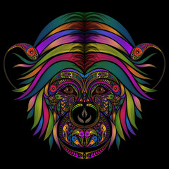 Vector colored monkey from patterns