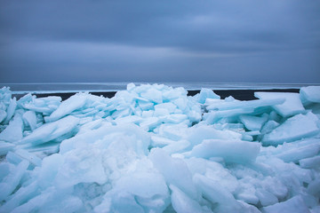 Ice thrown out on the coast.