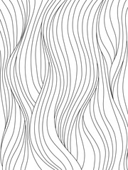 Black and white smooth waves. Abstract background with curly hair, or flow pattern for coloring book, or graphic design. Vector illustration. - 183619807