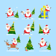 Obraz na płótnie Canvas Christmas tree and Santa Claus. Collection of Merry Christmas