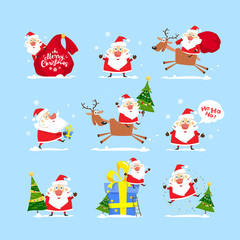 Collection of Christmas Santa Claus.  Christmas set. Santa Claus