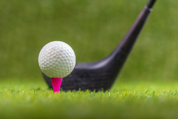 Shot of golf ball with golf club