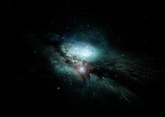 Stars, dust and gas nebula in a far galaxy