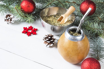 Yerba mate Christmas background