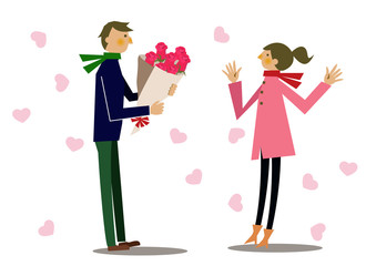 ギフトとカップル。バレンタイン。誕生日。記念日。