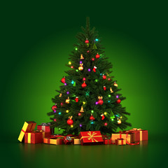 Fototapeta na wymiar 3d Rendering decorated Christmas tree