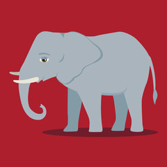 Vector cartoon elephant large mammal forest elephant  asian elephant african bush with large ears illustration isolated on white