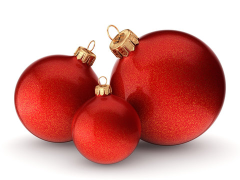 3D rendering red Christmas balls