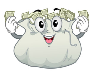 Bag Money Mascot Illustration