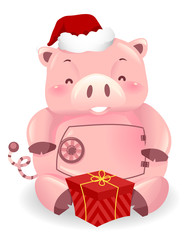 Piggy Bank Robot Mascot Xmas Savings Illustration