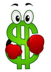 Dollar Mascot Boxing Illustration