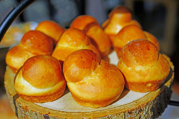 Freshly baked French brioches