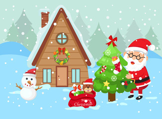illustration of santa claus happy new year and merry christmas