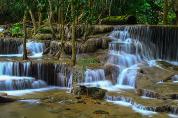 Beautiful waterfall in the middle of rainforest.
