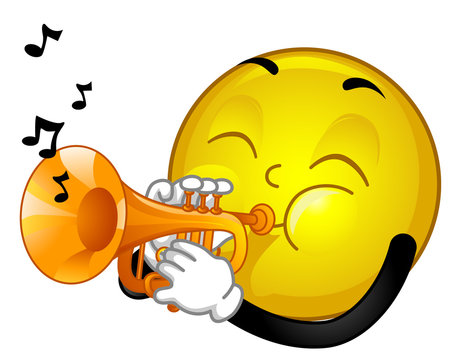 Mascot Smiley Trumpet Illustration