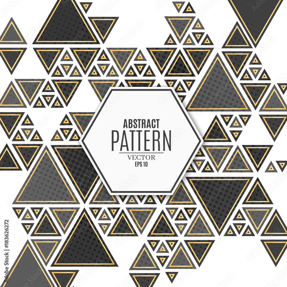 Aufkleber abstract pattern of black gold triangles on a black background. luxurious, elegant background for yo
