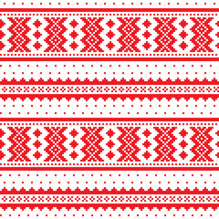 Winter cross-stitch vector pattern inspired by Sami people folk art in Lapland - Scandinavian, Nordic style