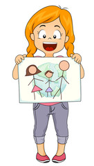Kid Girl Preschool Draw Our World Illustration
