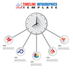 Business modern timeline infographic clock designed for template background elements diagram planning process web pages workflow digital technology data presentation chart. Vector illustration