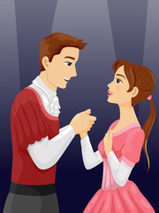 Fototapeta premium Couple Prince Princess Stage Show