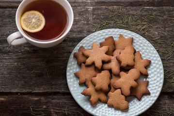 Christmas cookies and a mug of tea