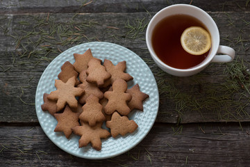 Christmas cookies and a mug of tea