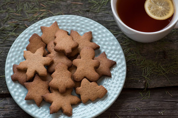 Christmas cookies and a mug of tea