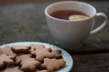 Christmas cookies and a mug of tea